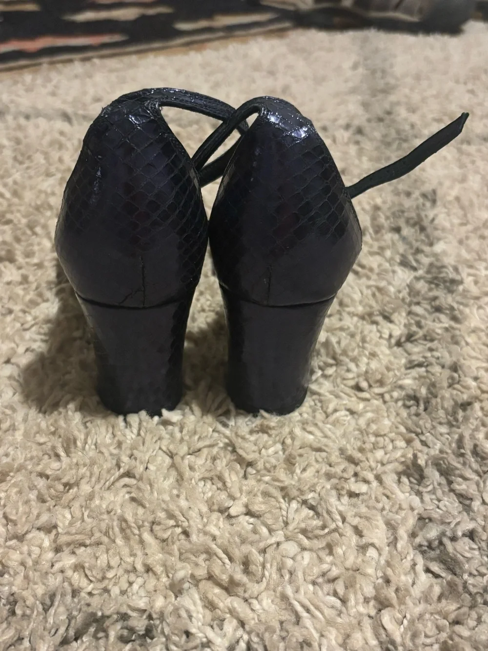AGL Attilio Giusti Leombruni Navy Snakeskin Embossed Leather Ankle Strap 39.5